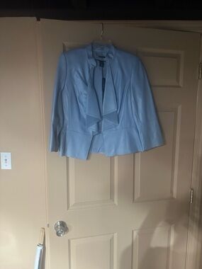 White House Black Market Powder Blue Ruffle-Front Blazer